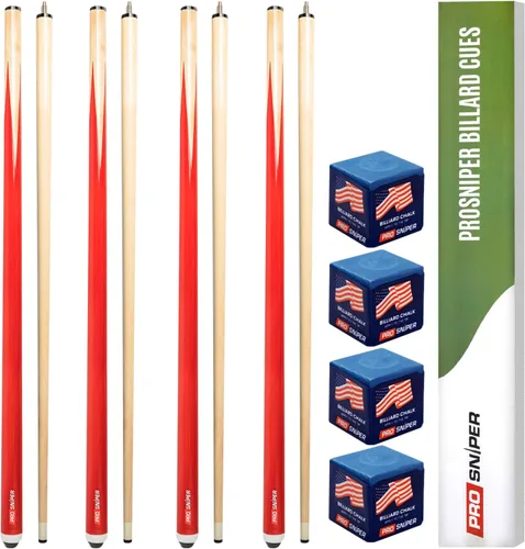 Miniatura 9 de Prosniper Premium Pool Sticks Set of 4 58-Inch, 19-Oz Canadian Ashwood Pool Cue with Low-Deflection Shaft & 4 Extra Chalks Pro-Grade Billiard