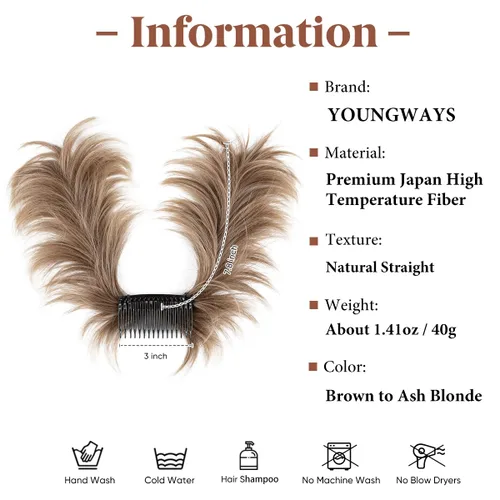 Miniatura 68 de Postizo de Cabello de Moño Desordenado Peine Lateral Clip en Moño de Cabello Postizo para Mujeres Corto Natural Liso Estilos Versátiles Ajustables