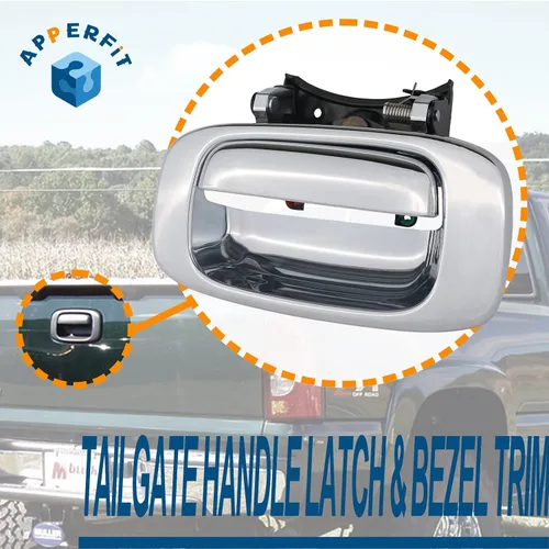 Miniatura 2 de APPERFiT Mango de puerta trasera y bisel compatible con Chevrolet Chevy Silverado GMC Sierra 1500 2500 3500 de 1999-2006, reemplaza 15997911