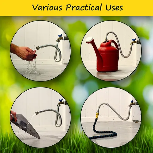 Miniatura 3 de BBros Products - Manguera de jardín ajustable de acero inoxidable flexible y de sujeción (2 pies)