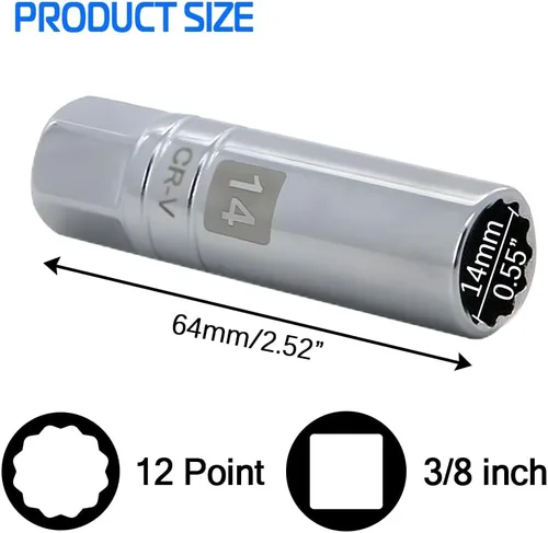 Miniatura 6 de 5 piezas de juego de enchufes de bujía magnéticos Incluye 14 mm 16 mm de enchufe de pared delgada y 9/16-pulgadas 5/8-pulgadas y 13/16-pulgadas
