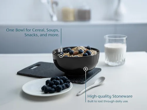 Miniatura 2 de KooK Tazones de sopa, cuenco para cereales, cerámica, cuencos para cocina, microondas, lavavajillas y congelador, platos de porcelana para pasta
