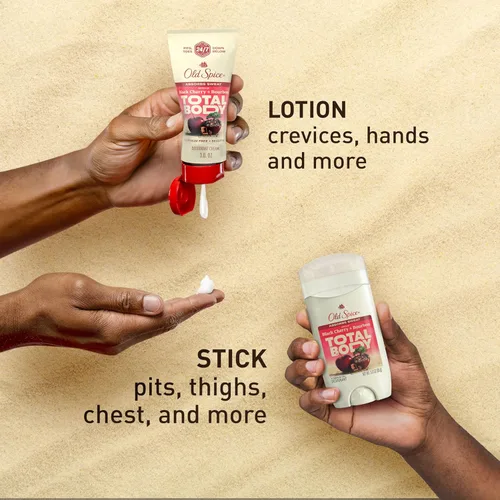 Miniatura 8 de Old Spice Crema desodorante para todo el cuerpo para hombres, sin aluminio, cereza negra + aroma a borbón, protección contra olores 24/7, frescura