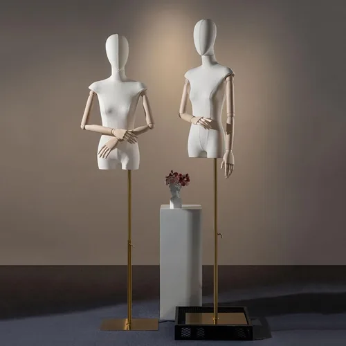 Miniatura 2 de Adjustable Female Mannequin Torso with Head & Wooden Arms - Height Adjustable Dress & Jewelry Display Stand for Retail & Home Use, Ideal Tailor's