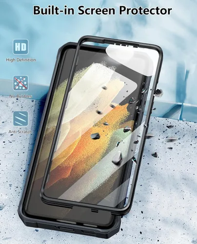 Miniatura 3 de FNTCASE Funda para Samsung Galaxy S21-Ultra: Funda protectora militar a prueba de golpes con funda de clip para cinturón y soporte, a prueba de Negro