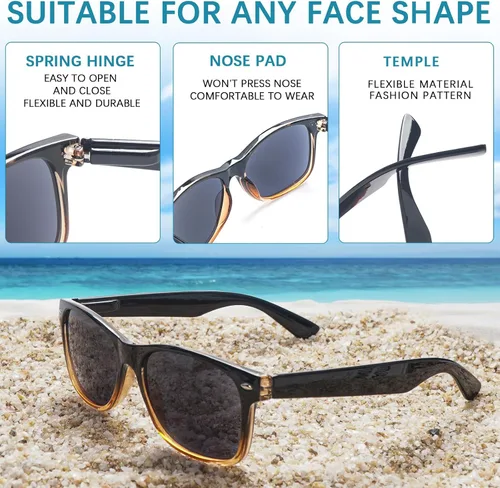 Miniatura 5 de Paquete de 4 lentes de sol de lectura clásicos para mujeres y hombres, bisagra de resorte, lentes de lectura al aire libre con protección UV400