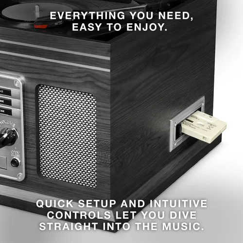 Miniatura 7 de Victrola The Quincy - Reproductor de discos Bluetooth 6 en 1 y centro multimedia con altavoces integrados, tocadiscos de 3 velocidades, reproductor