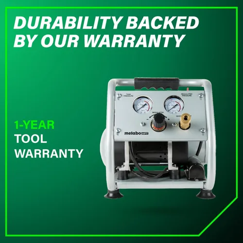 Miniatura 16 de Metabo HPT Compresor de aire silencioso, compresor de aire portátil sin aceite de 1 galón, funcionamiento ultrasilencioso a 59 dB, acoplador rápido