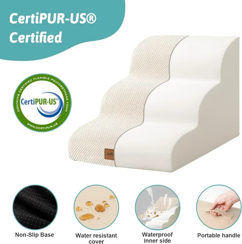 Miniatura 6 de COZY KISS Escaleras anchas para perros pequeños de 15.7 pulgadas de alto, escalón para mascotas para cachorros, gatos mayores, rampa curva