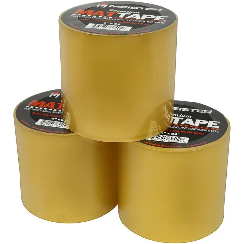 Miniatura 3 de Meister Cinta adhesiva prémium para esterillas de lucha libre, agarre y ejercicio, transparente, 4 pulgadas x 84 pies, 3 rollos