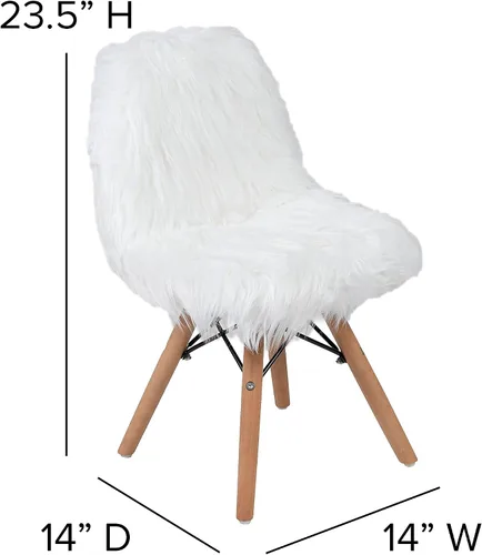 Miniatura 7 de Flash Furniture Silla de acento blanca para niños Shaggy Dog