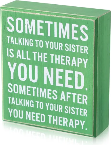 Miniatura 11 de Jetec Funny Sister Gifts Sometimes Talking to Your Sister Is All the Therapy You Need - Letrero de madera de 5.9 x 5.1 pulgadas, placas divertidas