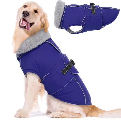 Miniatura 20 de Lelepet Abrigo cálido para perros – Chaleco reflectante impermeable de vellón con hebilla ajustable de gancho y bucle, chaqueta de invierno Rojo