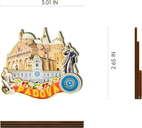 Miniatura 3 de Padova Italia - Imán de madera 3D para nevera, viajes, coleccionables, recuerdos, decoración, manualidades hechas a mano