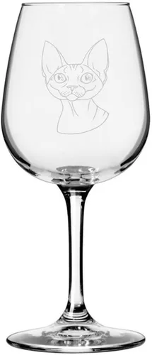 Miniatura 121 de Copa de vino de 12.75 onzas con temática de gato abisinio grabada para todo uso