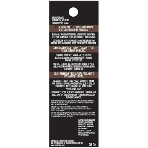 Miniatura 3 de Maybelline TattooStudio Pomada para cejas de larga duración, ajustable, maquillaje para cejas, marrón ceniza, 1 unidad 378 CENIZA MARRÓN