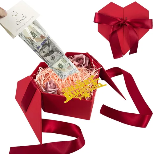 Miniatura 8 de Caja de dinero para regalo en efectivo, caja de regalo para dinero en efectivo, ideas rosadas, caja de regalo con tarjeta y cinta, regalo sorpresa