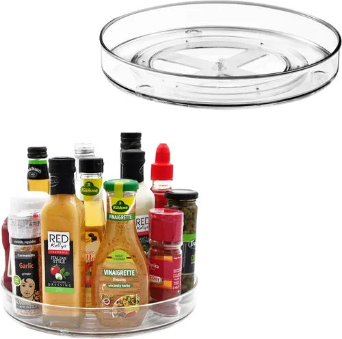 Miniatura 9 de Amolliar Lazy Susan de 2 niveles de 11 pulgadas, organizador giratorio para gabinete, cocina, nevera, encimera, baño, organizador de despensa