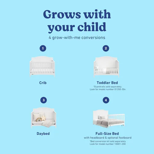 Miniatura 5 de Graco Paris - Cuna convertible 4 en 1 (blanco) – Certificada GREENGUARD Gold, se convierte en cama infantil y diván, compatible con colchón de cuna