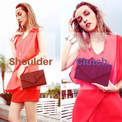 Miniatura 2 de Milisente Bolso de noche para mujer de gamuza plisada bolso de mano