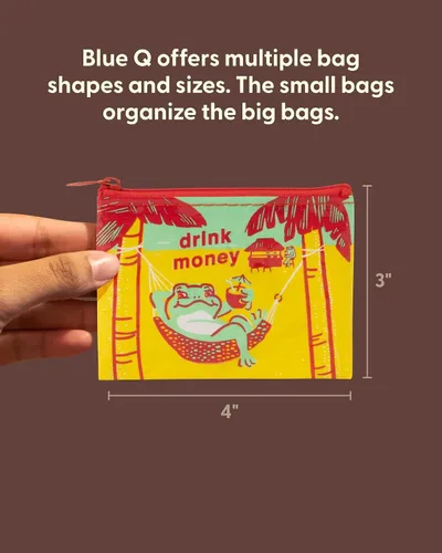 Miniatura 39 de Blue Q Monedero, hecho de 95% plástico reciclado. Práctica pequeña bolsa con cremallera para guardar monedas, tarjetas de regalo, auriculares, más.