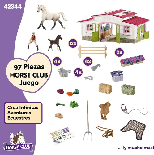 Miniatura 6 de Schleich Horse Club - Juego de juguetes de caballo de centro de equitación de 97 piezas con jinete, 2 caballos, granja y accesorios de figuras