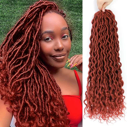 Miniatura 30 de Trenzas postizas Goddess, 6 paquetes de 18 pulgadas, cabello lacio, trenzado con ganchillo, para mujeres negras, trenzas postizas ombre con puntas