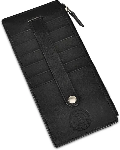 Miniatura 8 de Leatherboss - Funda para tarjetas todo en uno, cartera delgada con correa de protección para tarjetas, Negro -, Cartera con tarjetero