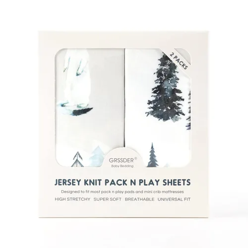 Miniatura 4 de 2 sábanas bajeras Pack 'n Play, de punto jersey, ultrasuaves y elásticas, para cubrecolchones de cunas portátiles/pequeñas/corralitos, seguras