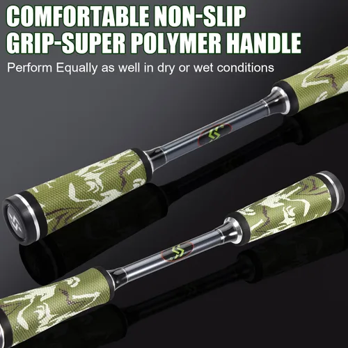 Miniatura 5 de Sougayilang Baitcaster Combo for Freshwater and Inshore, 2 Piece 30Ton+24Ton Graphite Fishing Rod with SuperPolymer Handle, 7.0:1 Gear Ratio Mano