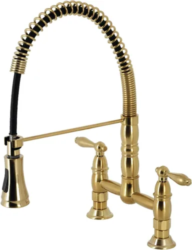 Miniatura 13 de Kingston Brass GS1273AL Heritage - Grifo de cocina con rociador extraíble, latón antiguo, 14.13 x 10 x 18.75 pulgadas