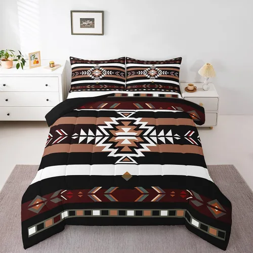 Miniatura 15 de Feelyou Southwest Native Juego de Ropa de Cama para Niños y Niñas Juego de Edredón Geométrico del Suroeste Tamaño Twin Edredón Tribal Decoración