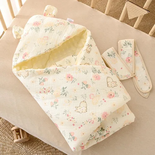 Miniatura 9 de Manta Kawaii para bebé para niñas, de algodón cálido, bonita, agradable al tacto, transpirable (oso)