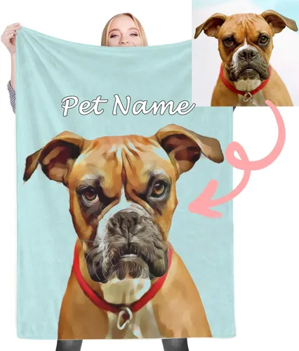 Miniatura 25 de Manta personalizada, mantas personalizadas con texto fotográfico, regalo divertido para amigos de mascotas, cumpleaños, Navidad Personalizado01