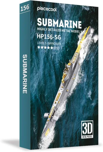Miniatura 3 de Piececool Rompecabezas de metal 3D para adultos, kit de construcción de modelos de metal submarino militar para relajación del estrés, gran regalo
