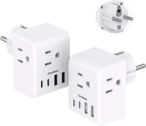 Miniatura 12 de Paquete de 2 adaptadores de enchufe de EE. UU. a Japón, adaptador de enchufe de 2 clavijas a 3 clavijas con 3 salidas de CA, 3 puertos USB