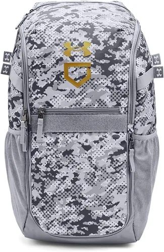 Miniatura 12 de Under Armour Mochila de béisbol para adulto unisex Utility con estampado, Tamaño único (412) Azul marino medianoche/ Oro metálico