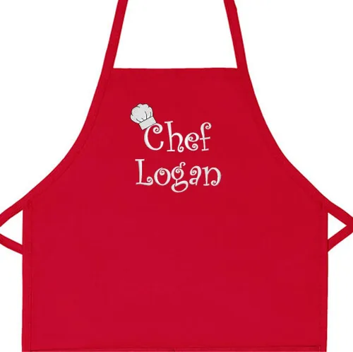 Miniatura 2 de Delantal de chef personalizado con cualquier nombre para niños, regular Añade tu propio nombre para niños, cocina, horneado Rojo