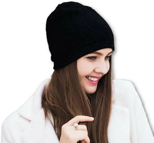 Miniatura 27 de WaySoft Gorro de cachemira 100% para mujer en una caja de regalo, gorro de gran tamaño para mujer
