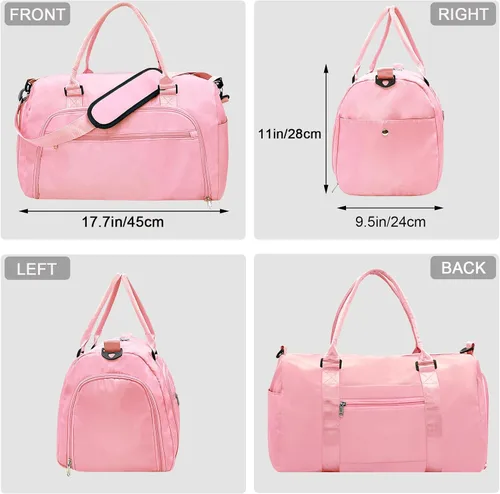Miniatura 2 de woogwin Pequeña bolsa de gimnasio para hombres y mujeres con zapatos y compartimento húmedo, bolsa de lona impermeable para viajes, deportes