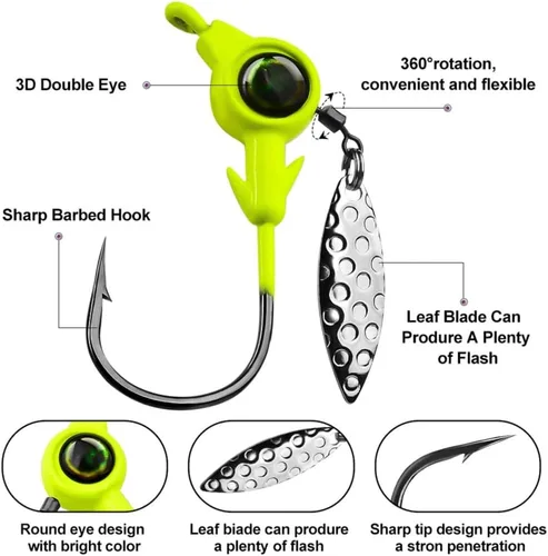 Miniatura 6 de Ganchos de cabeza de plantilla ponderados con cuchillas giratorias Swimbaits - Ganchos de manivela para señuelos de pesca suaves Cabeza de pescado
