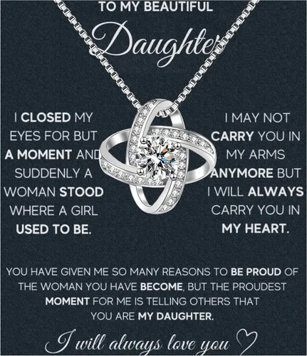 MGOOL Collar con colgante de plata de ley 925 para hija, regalo de cumpleaños, Navidad, graduación, tarjeta de mensaje y caja de regalo LED