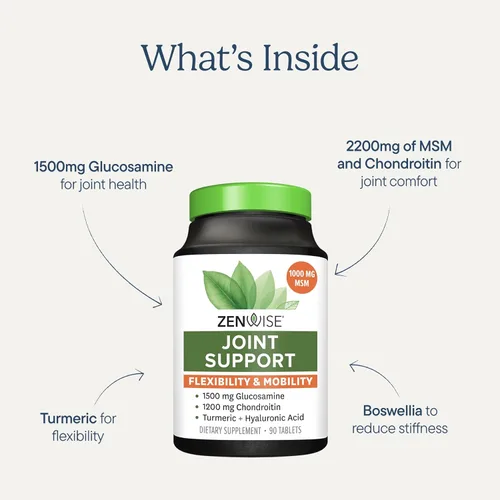 Miniatura 3 de Zenwise Health Suplemento de apoyo articular con glucosamina, condroitina, MSM, curcumina y sulfato, salud articular para mujeres y hombres, soporte