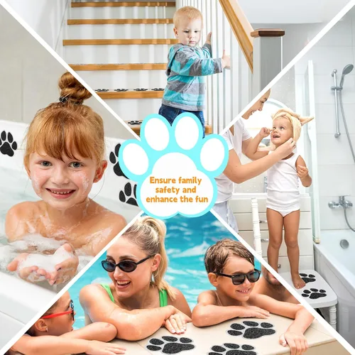 Miniatura 7 de Secopad Adhesivos antideslizantes para bañera, 20 unidades grandes de seguridad para bañeras, duchas, peldaños adhesivos con raspador premium (negro)