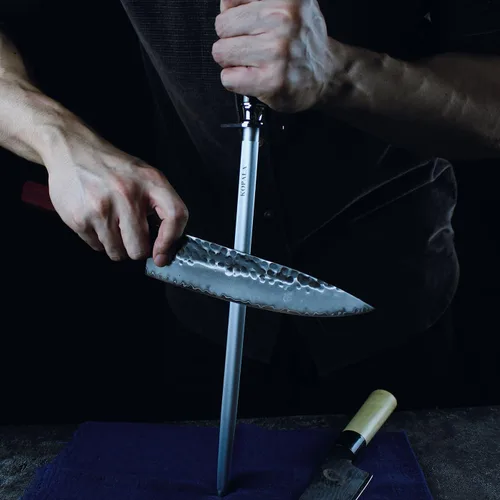 Miniatura 3 de Afilador de cuchillo de acero Rod redondo 12 pulgadas afilando acero para cuchillos oscuro Redondo 12 pulgadas oscuro