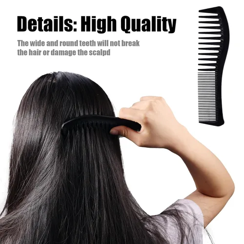 Miniatura 5 de 2 peines para el cabello, peine de plástico para peinado, peine de doble cabeza, peine grande de dientes anchos y finos para mujeres y hombres