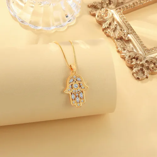 Miniatura 3 de Aniu Joyería de plata de ley 925 para mujer, joyería de mano de Fátima Hamsa contra el mal de ojo con circonita cúbica, viene con caja de regalo