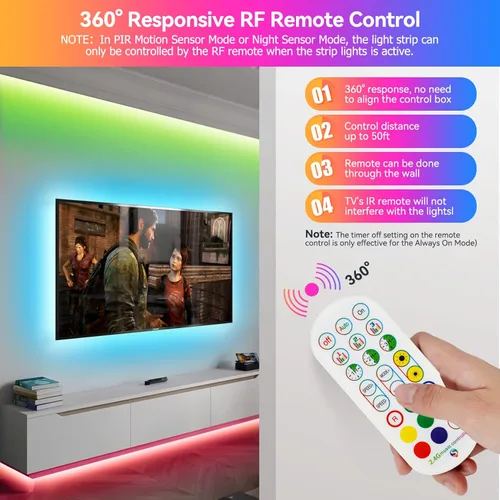 Miniatura 6 de Tira de luces LED con sensor de movimiento, 2x9.8 pies de luces LED RGB activadas por movimiento para debajo de la cama, luces sincronizadas