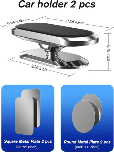 Miniatura 8 de Paquete de 2 soportes magnéticos para teléfono para automóvil, imán de mejora, rotación de 360 grados y fácil instalación, compatible con todos