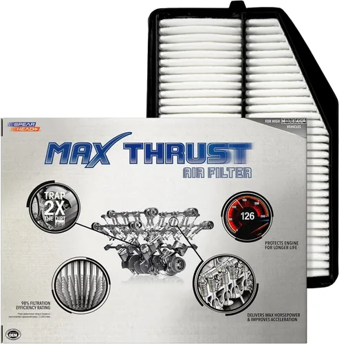 Miniatura 19 de Filtro de aire de motor Spearhead MPG Defense Max Thrust para vehículos de todo kilometraje, se adapta como el OEM, restaura MPG y aceleración